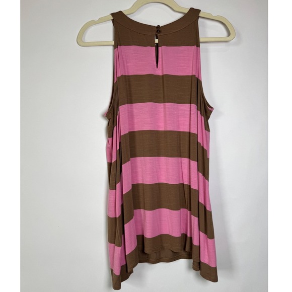 J Jill Womens Tank Top Large Brown Pink Striped‎ Sleeveless Casual - Picture 3 of 8